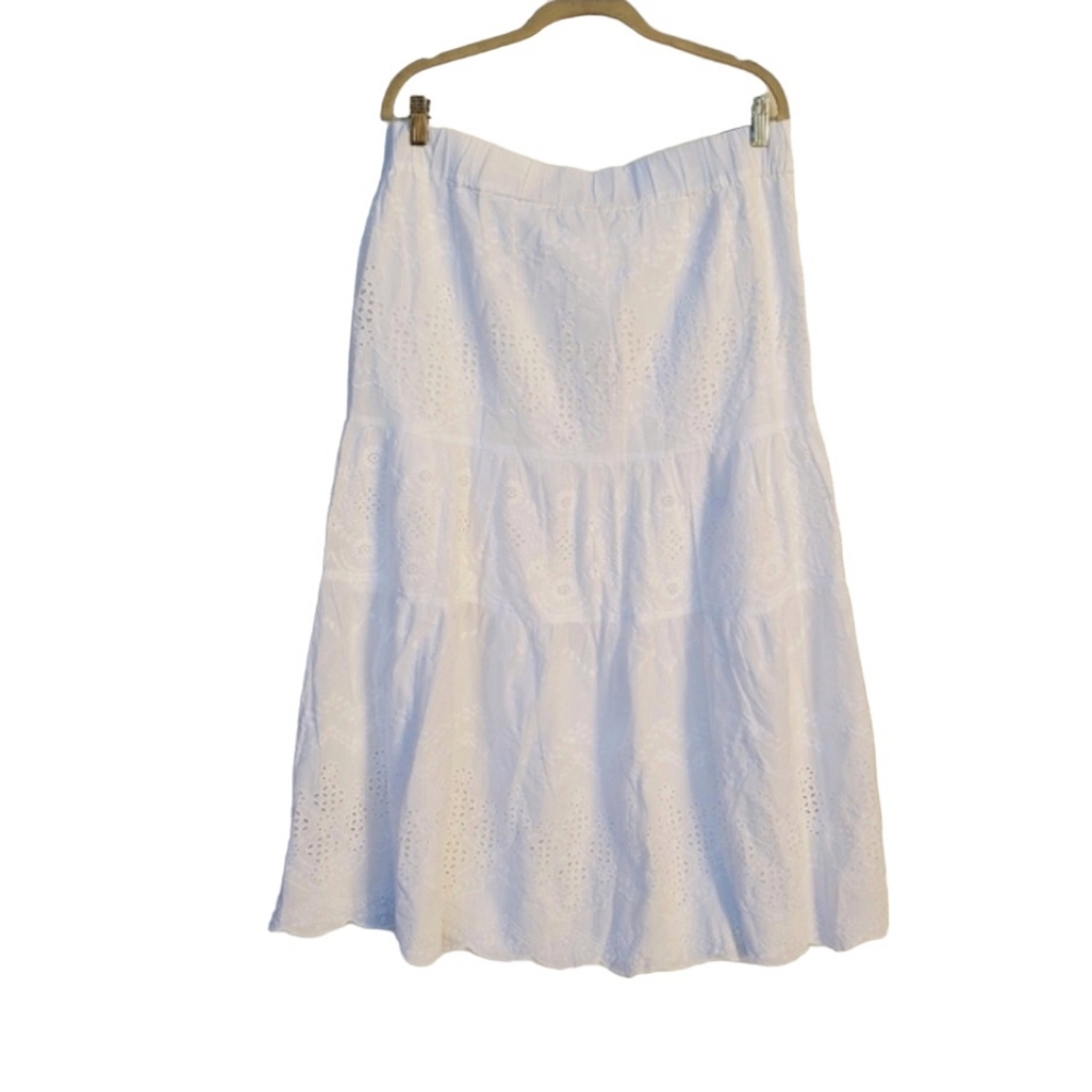 Sundance Boho Eyelet Skirt Embroidered Tiered Size L - Like NEW 'Bastilla' - Picture 10 of 16